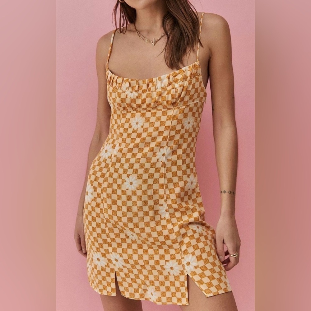 Urban Outfitters Lumi Daisy Check Print Dress - Picture 3 of 11